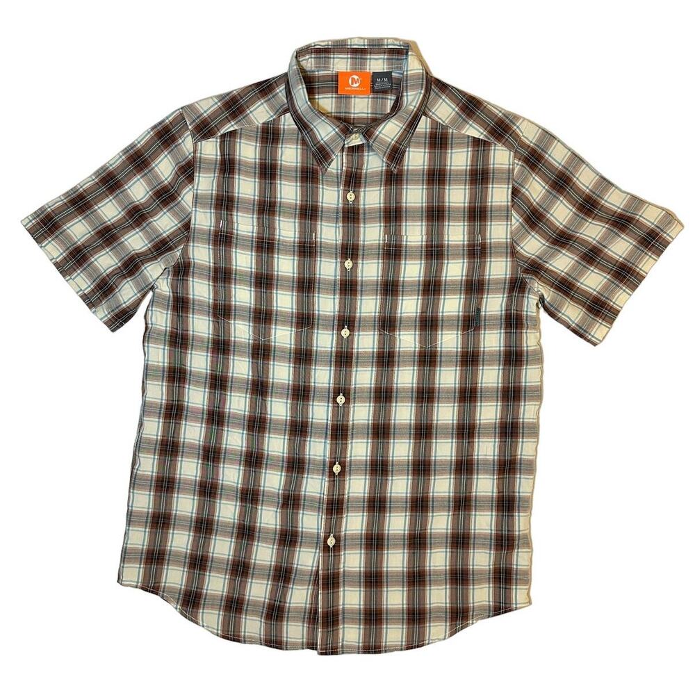 Merrell Men's Plaid Short Sleeve Button Down Size Medium